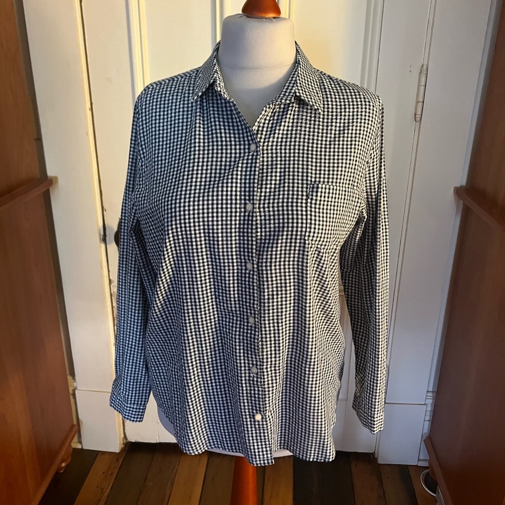 Gingham Button Down, Size Large Gently Used - image 1